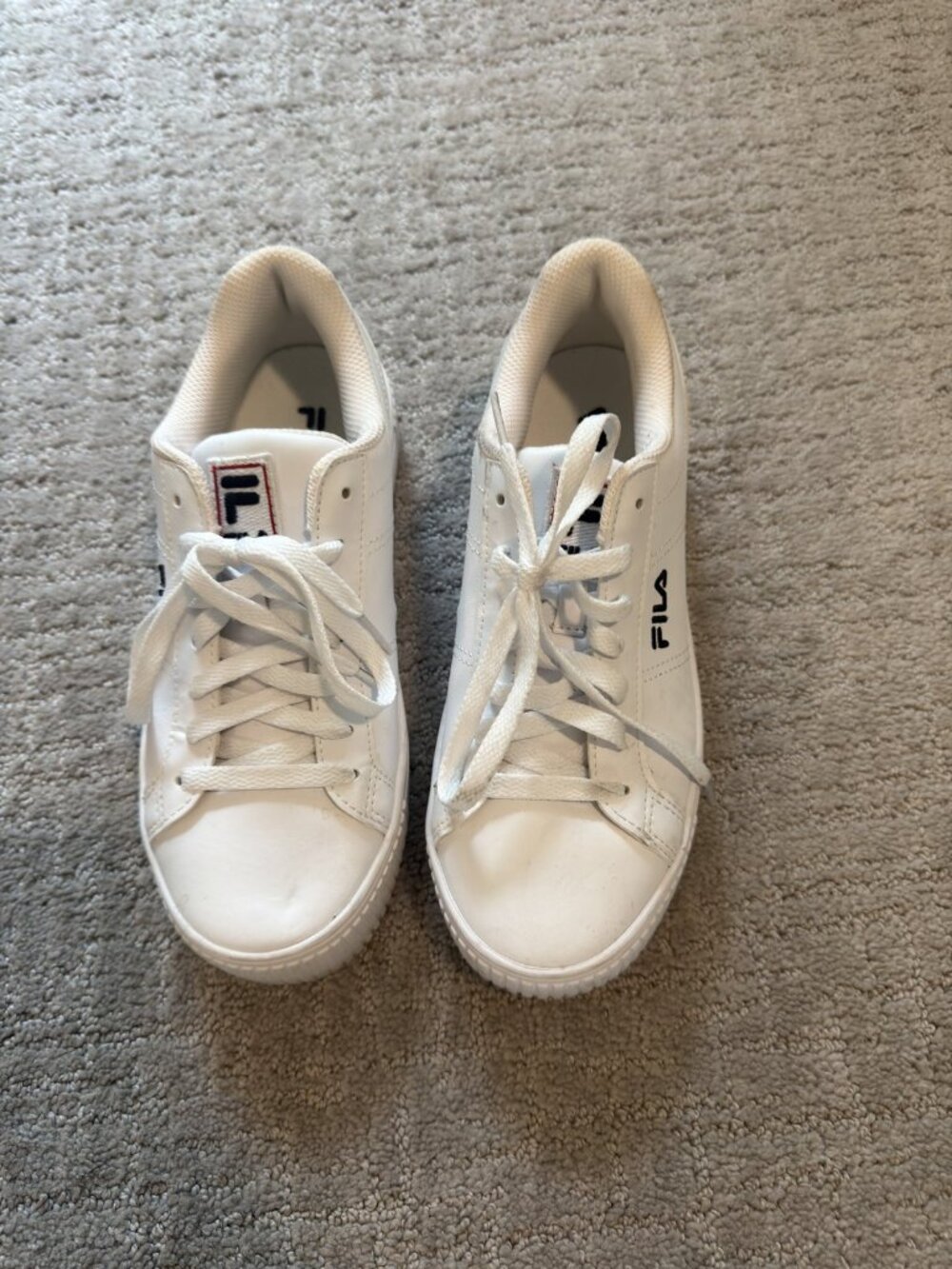 FILA White Leather Platform Lace Up Sneakers Women's 7.5